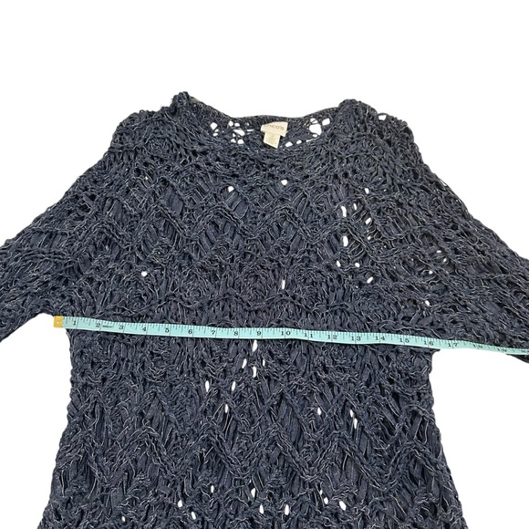Chico’s Open Ribbon Weave Blue Tunic Sweater Size 2 Large - Picture 6 of 10
